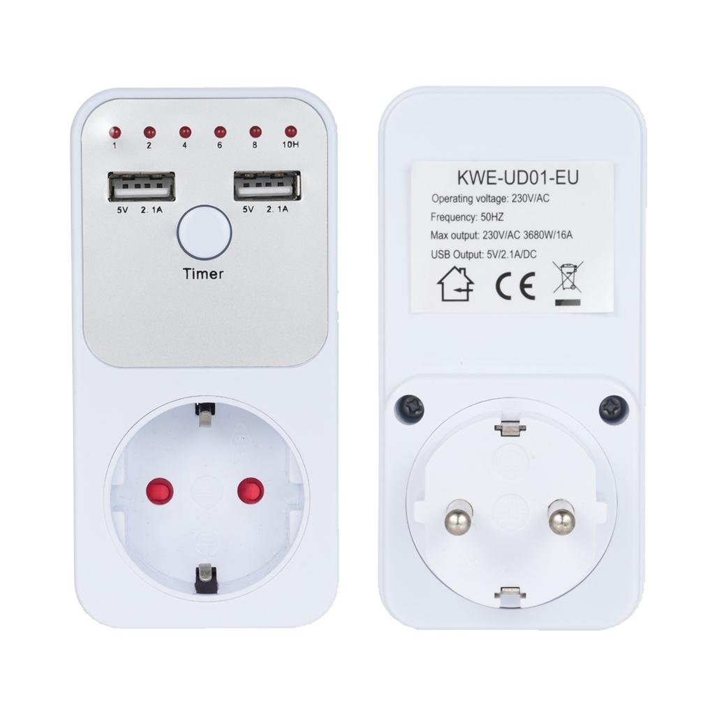 3680W Intelligent Programmable Countdown Timer Socket Electronic Timer Switch Surge Protector Outlet Dual USB Port with