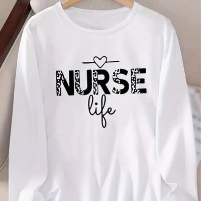 Топы для женщин с принтом упрощенных букв, круглым вырезом и длинным рукавом, футболка, осенний повседневный тонкий пуловер, женский топ с длинным рукавом