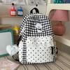Schoolbag Korean sweet wind blue and white plaid backpack milk huhu atmosphere sweet sister student party vacation travel small backpack