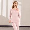 2 Pcs/Set Winter Thermal Underwear Set Round Neck Long Sleeve Warm Thick Pure Color Slim Fit