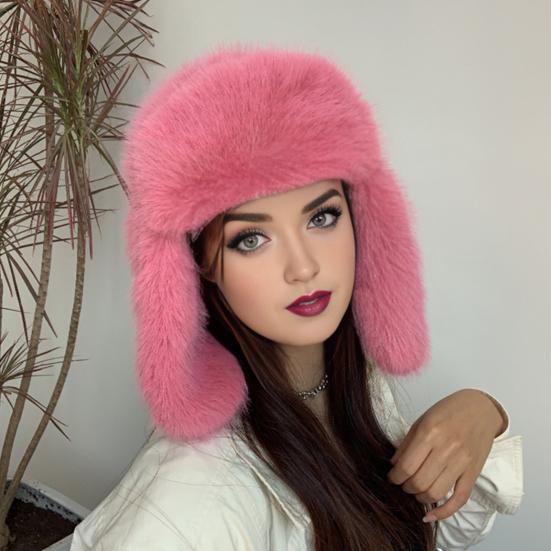 Шапка Лей Фэна Однотонная Искусственный Мех Лисы Лыжная Шапка Осень Зима Женская Теплая Шапка Аксессуары для Активного Отдыха
