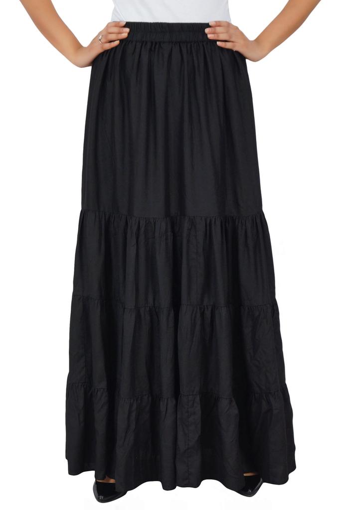 Bimba Длинная расклешенная юбка макси-ярус в стиле бохо с эластичной резинкой на талии из вискозы в стиле бохо