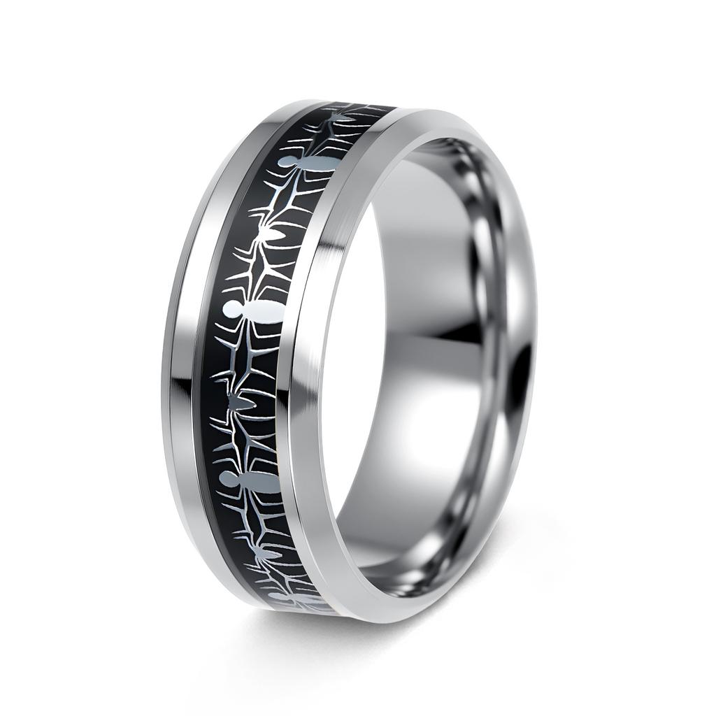 Men's Stainless Steel Ring European and American Jewelry New Men's Ring Spider Pattern Jewelry