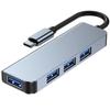 4-in-1 USB-C Adapter Hub - BOOLING - MacBook Air-Pro iMac - 1 USB 3.0 - 3 USB 2.0 - Gray Aluminum