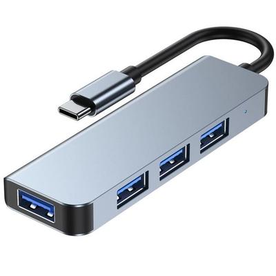 Адаптер-хаб USB-C 4-в-1 - BOOLING - MacBook Air-Pro iMac - 1 USB 3.0 - 3 USB 2.0 - Серый алюминий