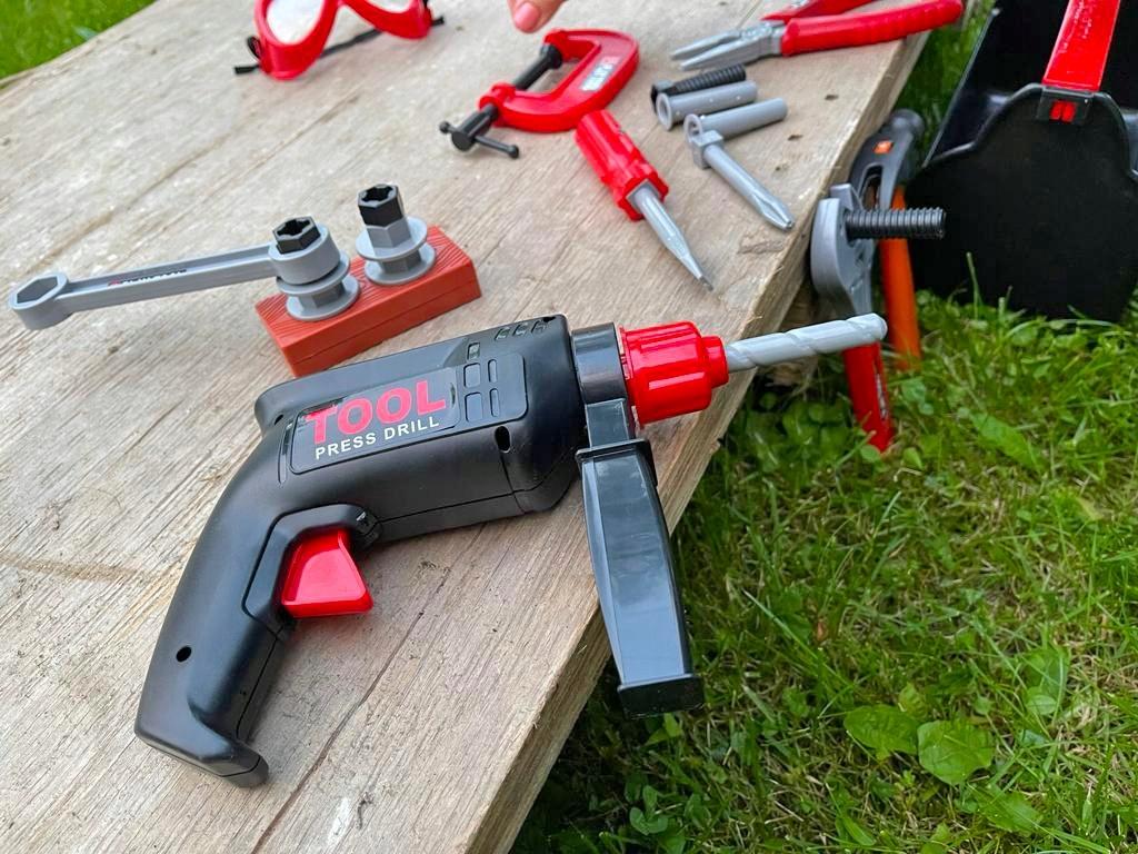 Children' Tool Set Tool Box Drill Hammer Glasses