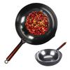 Forged Iron Wok Pan Non-Stick Fish Scale Skillet Pot Even Heating Ergonomic Handle Cooking Pot for Frying Stewing Steaming
