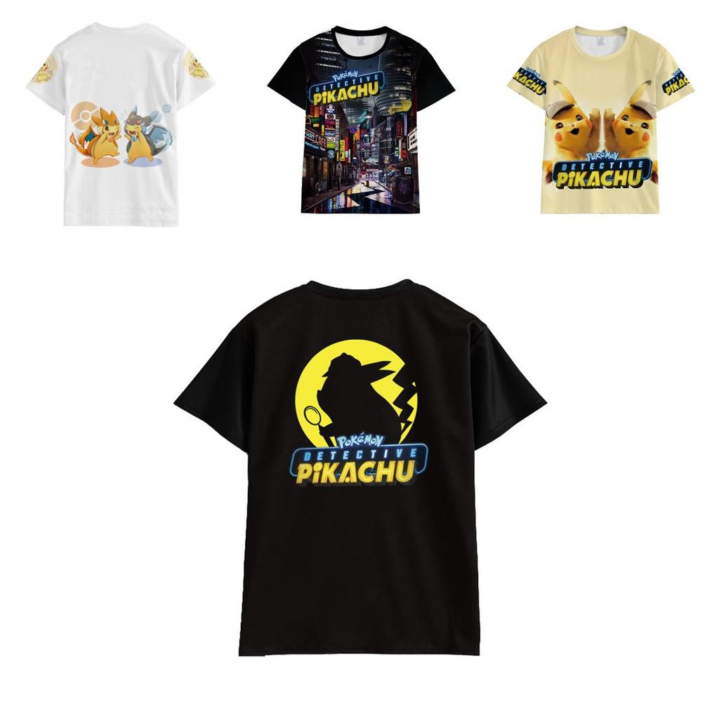 Pokemon Detective Pikachu Tshirt 3d Print Short Sleeve Cosplay Costume Tee Tops
