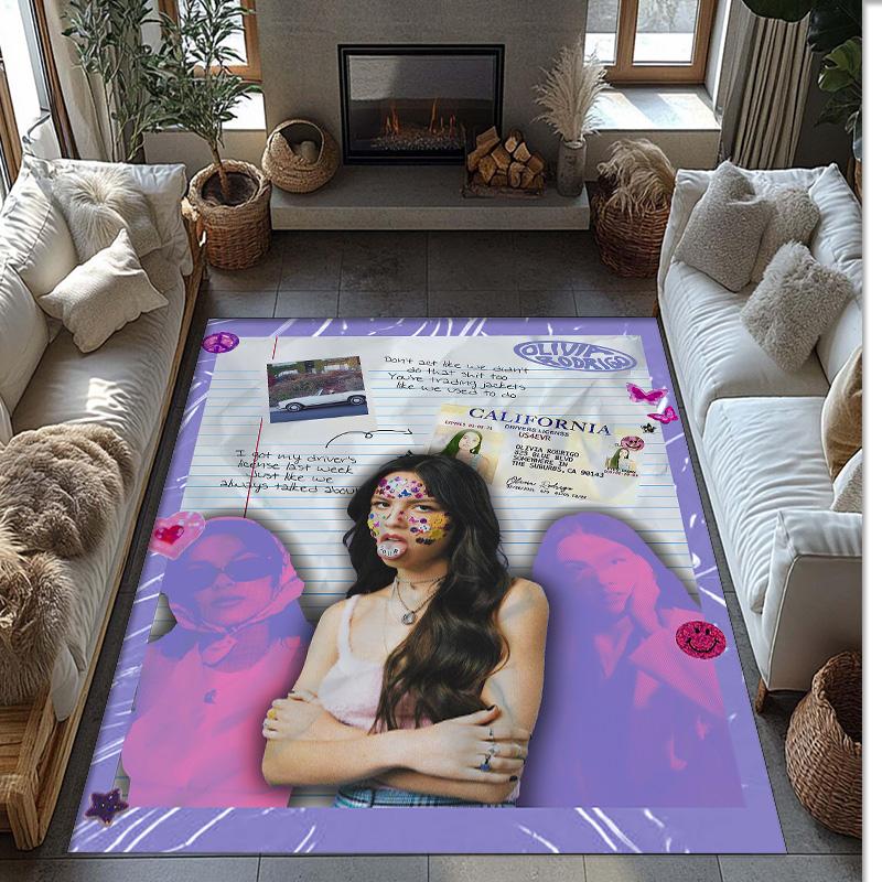 Soft Crystal Velvet Floor Rug,Olivia Rodrigo Anti Slip Decorative Carpet, Plush Area Mat For Indoor Home Decoration