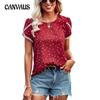 Летняя женская футболка с кружевным темпераментом, элегантная футболка с короткими рукавами