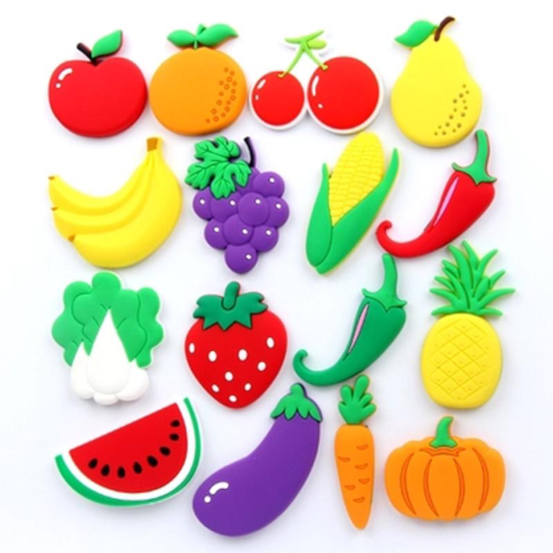 Fridge Magnets 3D Paster Cartoon Kids Gifts Blackboard Home Decoration Vegetables Fruits Decoration Food Sticker Jewelry Accessory