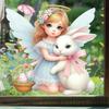 1 Sheet Cute Rabbit Egg Decals Easter Stickers Angel Rabbit Showcase Entrance Glass Electrostatic Patch Easter Party Decoration