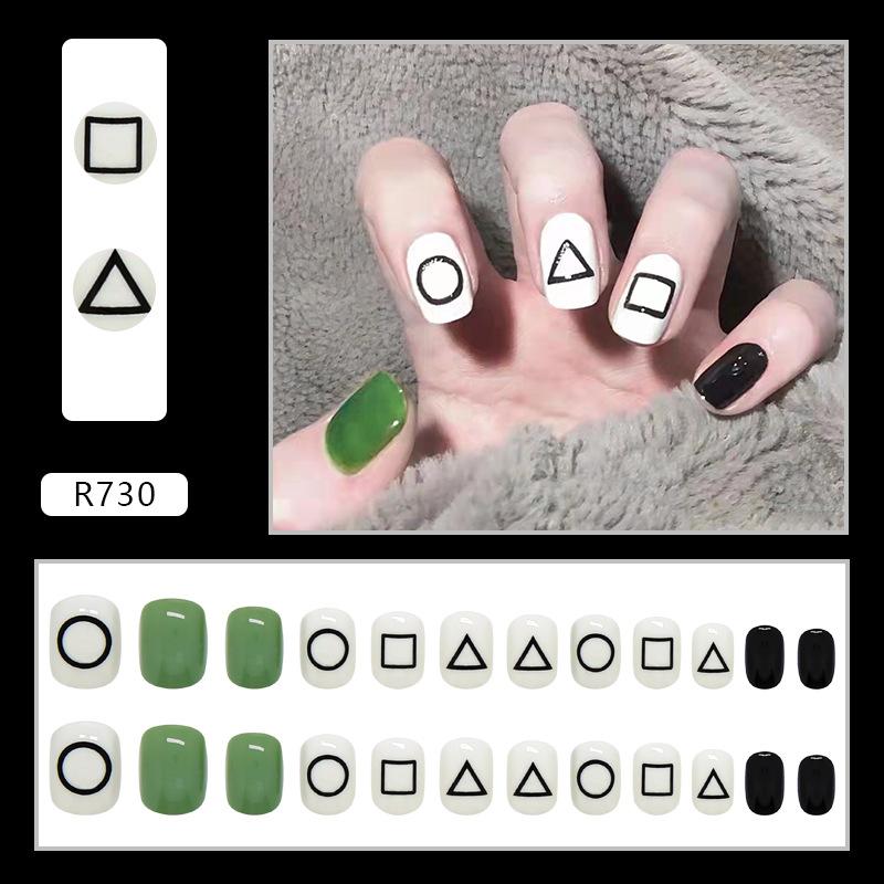 Love Sweet Girl Temperament Nail Art ins Minimalist Style White Fake Nails No Carving and Grinding Finished Products Wear Nail