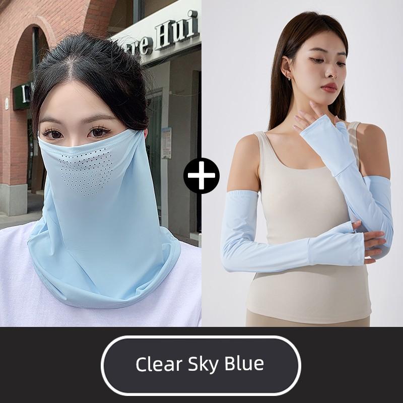 Sunscreen Veil Summer Women's Neck Protection Bandana Ice Silk Sports Headscarf Ear Hanging Scarf Tea Picking Veil Outdoor Driving
