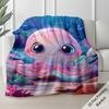 (2D Flat Printing) 1pc Cute Sparkly Pink Octopus Underwater Scene Print Blanket - Lightweight Flannel Throw for Sofa Bed Travel Ca