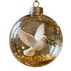 Elegant Nature Bird Pattern Clear Acrylic Round Ball Christmas Tree Hanging Ornament For Holiday Tree Room Decoration