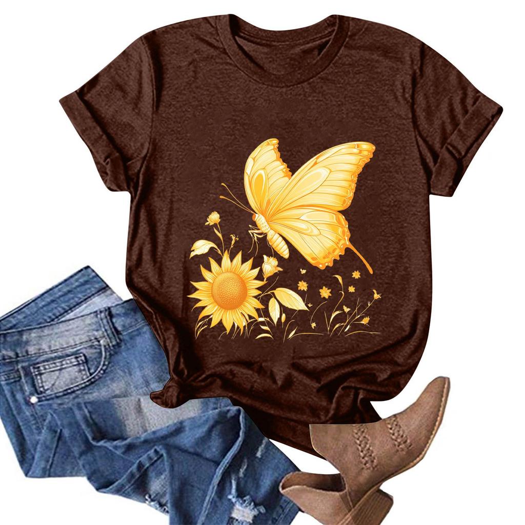 Женская модная повседневная футболка с круглым вырезом и принтом, пуловер с короткими рукавами, топ