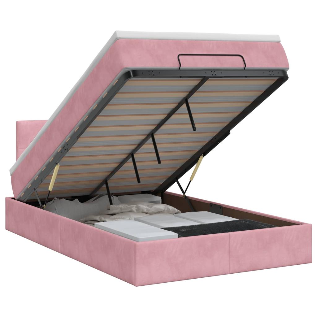 Ottoman Bed with Mattress and Headboard Pink 120 x 200 cm Velvet