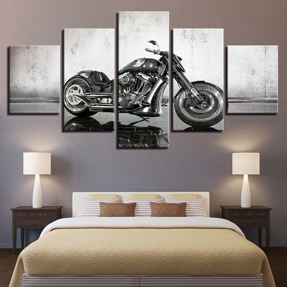 Модульные фотографии HD принты домашнего декора 5 шт. прикроватный фон настенное искусство мотоцикл холст живопись творческий постер