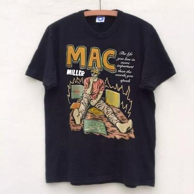 90-е Mac Miller Черная Хлопковая Футболка с Коротким Рукавом Репринт Мужская Женская S5XL Унисекс Футболка