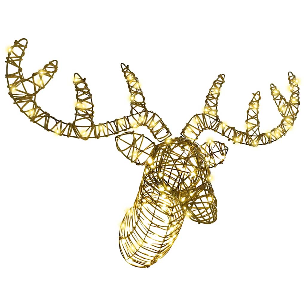 Reindeer Pull Sled Warm White 68 x 36.5 x 62.5 cm Rattan