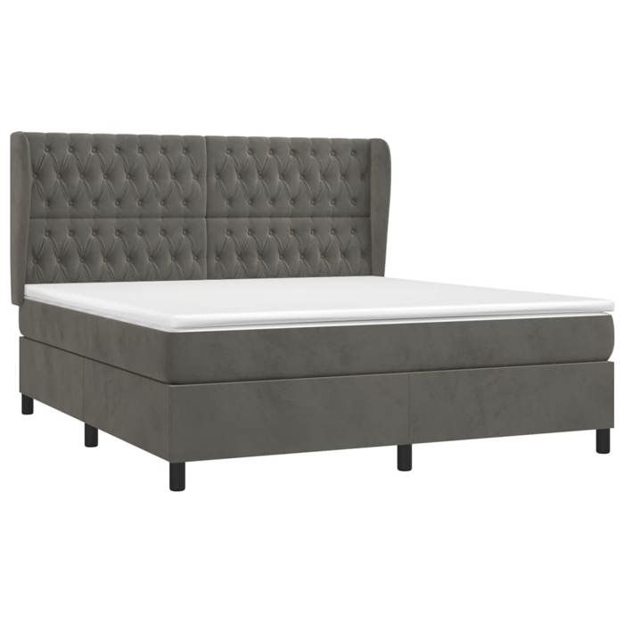 Maison Exclusive - Sommier à lattes de lit et matelas Gris foncé 180x200cm Velours