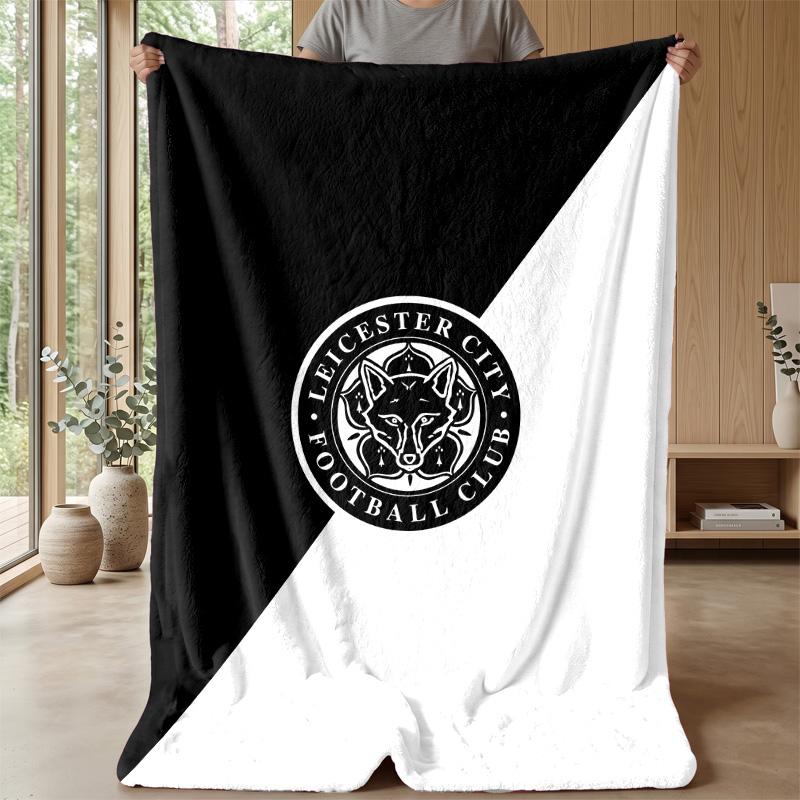 Leicester City Football Print Flannel Blanket, Soft Warm Lightweight Throw Blanket for Sofa Bed Camping