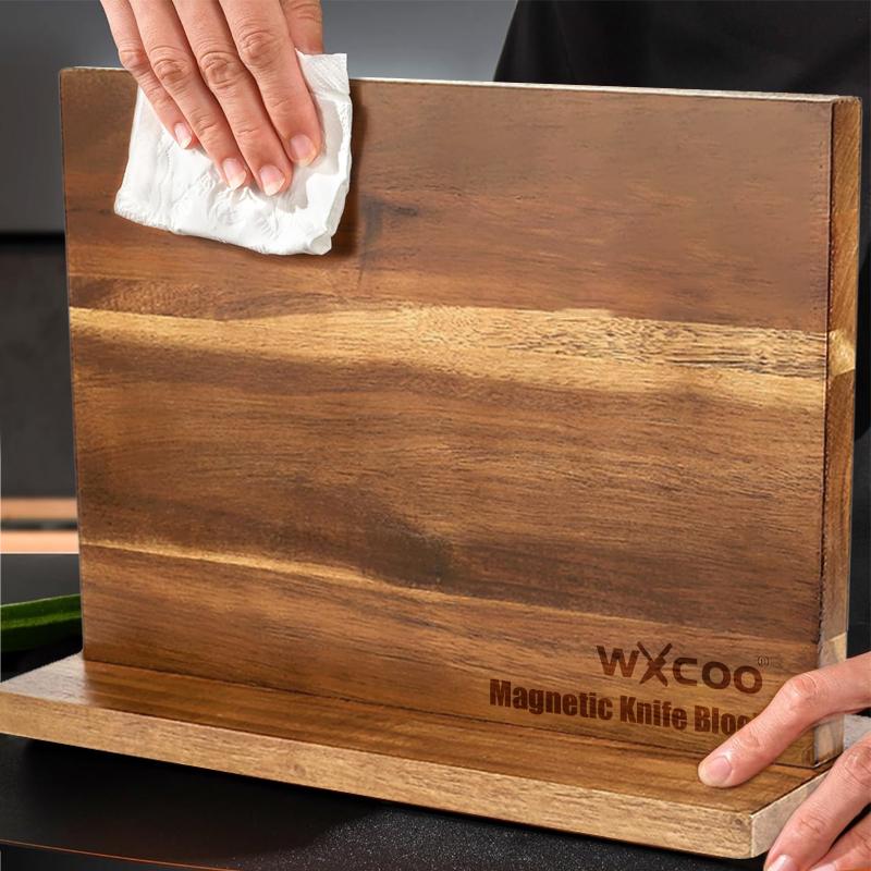 Damascus Steel Pattern Chef Knife Japanese Santoku Knives Butcher Cutting Meat Double-sided Magnetic Knife Block