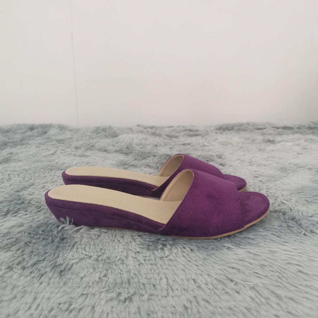 LOSLANDIFEN/женские шлепанцы, элегантные летние бархатные сабо 3 см, сандалии на танкетке, шлепанцы, повседневная модельная женская обувь на высоком каблуке с открытым носком