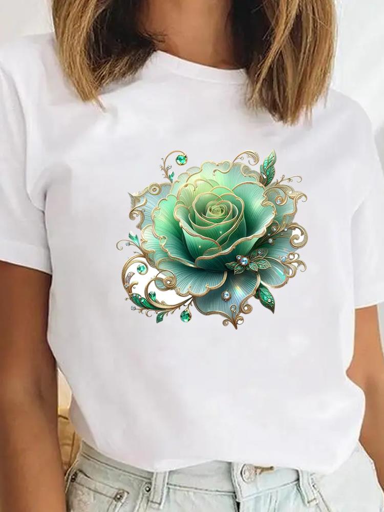 Tee Sweet Trend Flower Cute Clothes Clothing for Unisex Female Casual Top Short SleeveGraphic Tees Playeras De mujeres