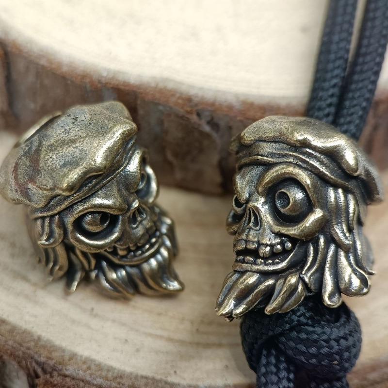 Голова Черепа Моряка Латунные Бусины для Ножа EDC DIY Плетеные Браслеты из Паракорда Брелок для Ключей Подвески Аксессуары Инструмент для Походов Подвешивание