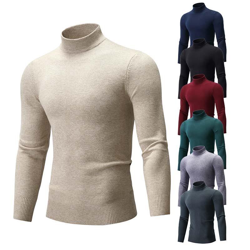 Men S Half Turtleneck Knit Sweater Solid Color Casual Spring Autumn