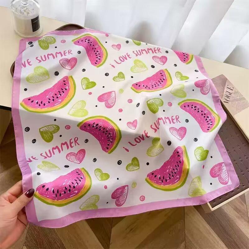 New white 71CM premium silk scarf women's neck protector scarf spring and autumn retro scarf shawl tied bag straight hair