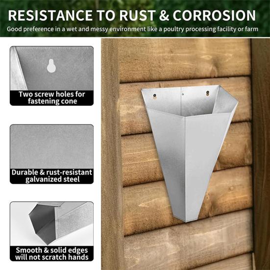 Конус для курицы Ограничительный конус для птицы из оцинкованной стали Устойчив к ржавчине Легко моется Надежное крепление Конус для курицы
