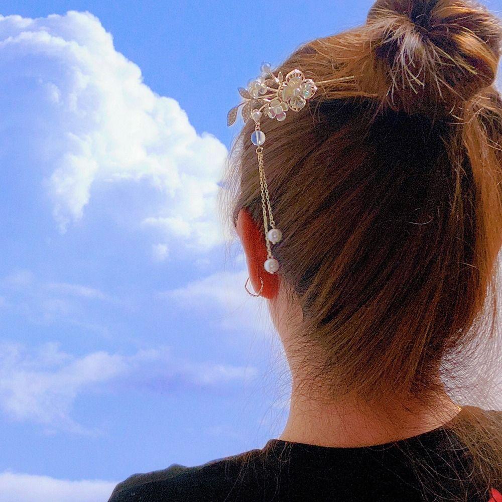 Tassel Fashion Headdress Pearl Women Hairpins Hanfu Hair Sticks Korean Hair Clip Chinese Hair Fork