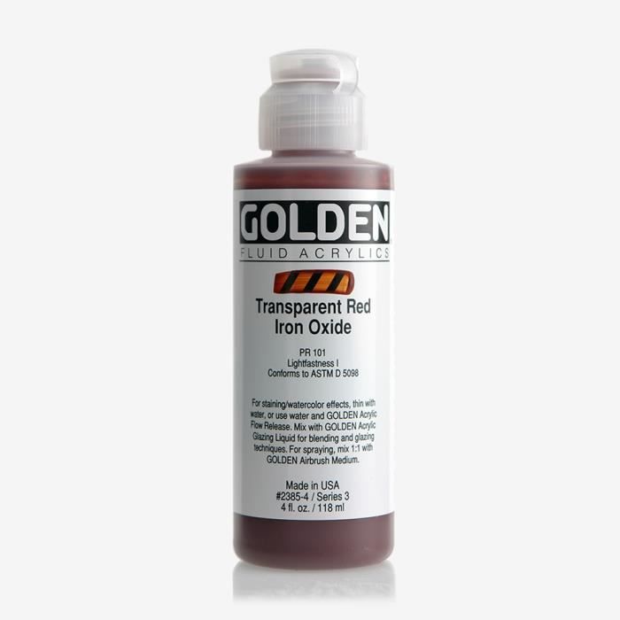 Peinture Acrylique - GOLDEN - High Flow - 119ml - Rouge Transparent Oxyde de Fer - Mixte