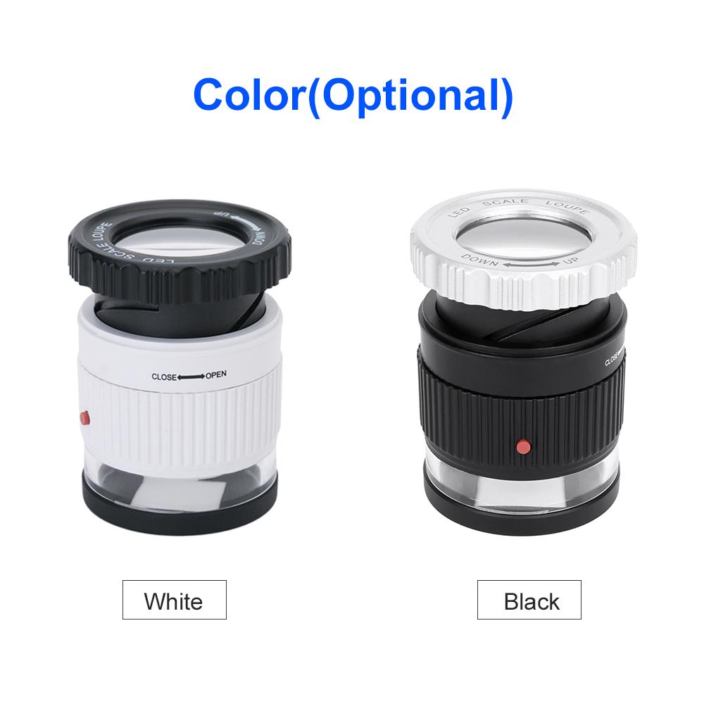 Светодиодная лупа, 30-кратная регулируемая лупа, металлическое цилиндрическое зеркало со шкалой, маленькое зеркало для чтения, ювелирная лупа