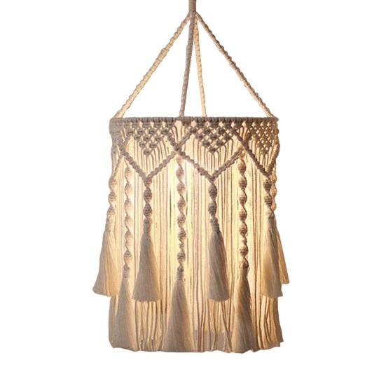Boho Braided Lampshade Handmade Macrame Bohemian Lamp Shade Cotton Rope Hanging Lamp Shade for Bedroom Living Room Decor