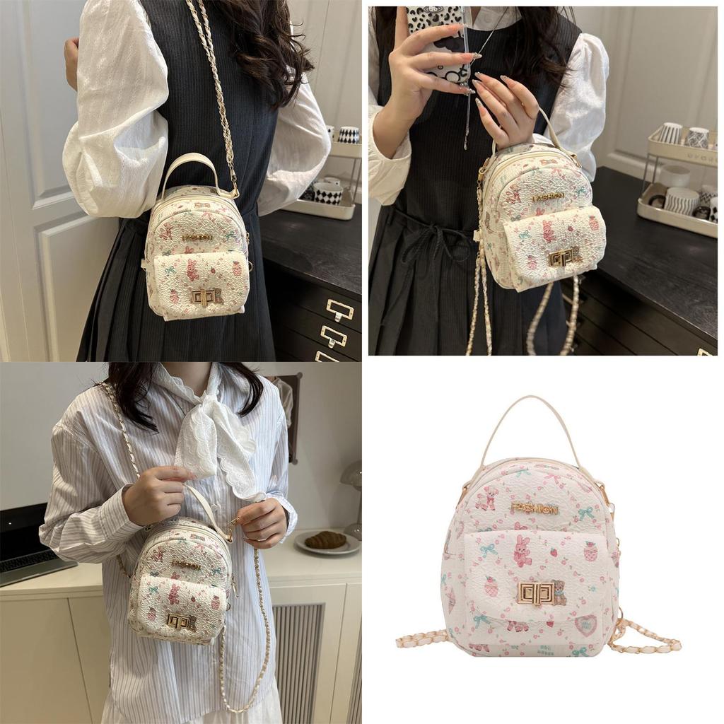 Rabbit Pattern Pu Crossbody Bag With Chain Strap For Daily Use And Fashion Accessory