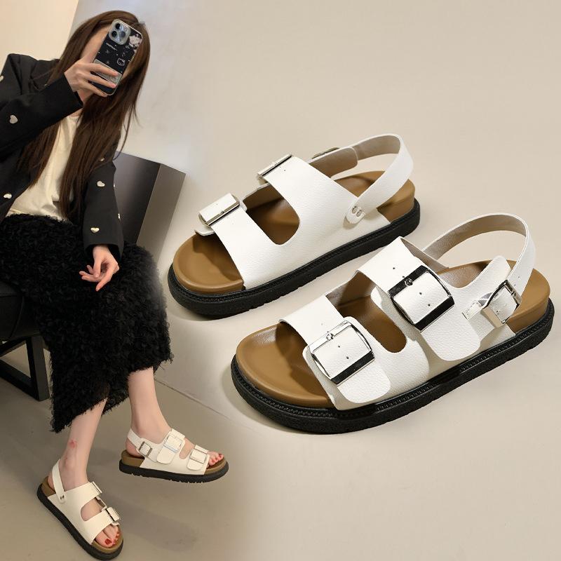 Римские сандалии женские летние новые Boken женские сандалии для улицы платформа нишевые универсальные с ремешком и пряжкой пляжная обувь
