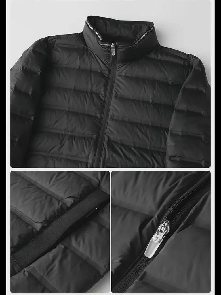 Men's Plus Size Light Down Cotton Jacket - Stand Collar, Autumn/Winter, Casual Fit