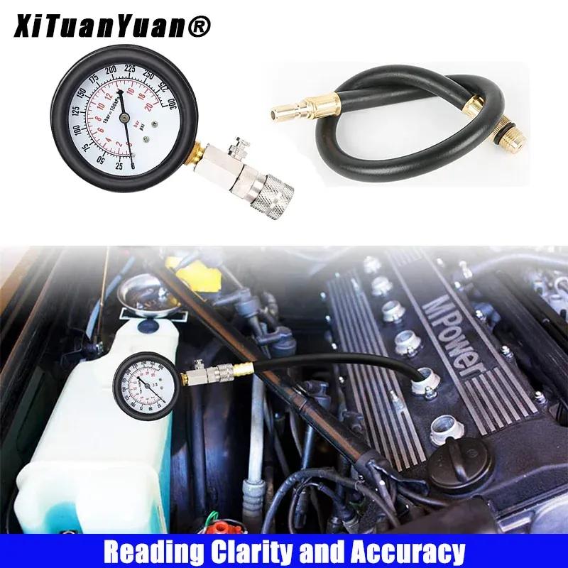 Petrol Engine Compression Tester Kit, Professional Cylinder Pressure Gauge for Petrol Gas Motor Auto Tool Set (0-300PSI)