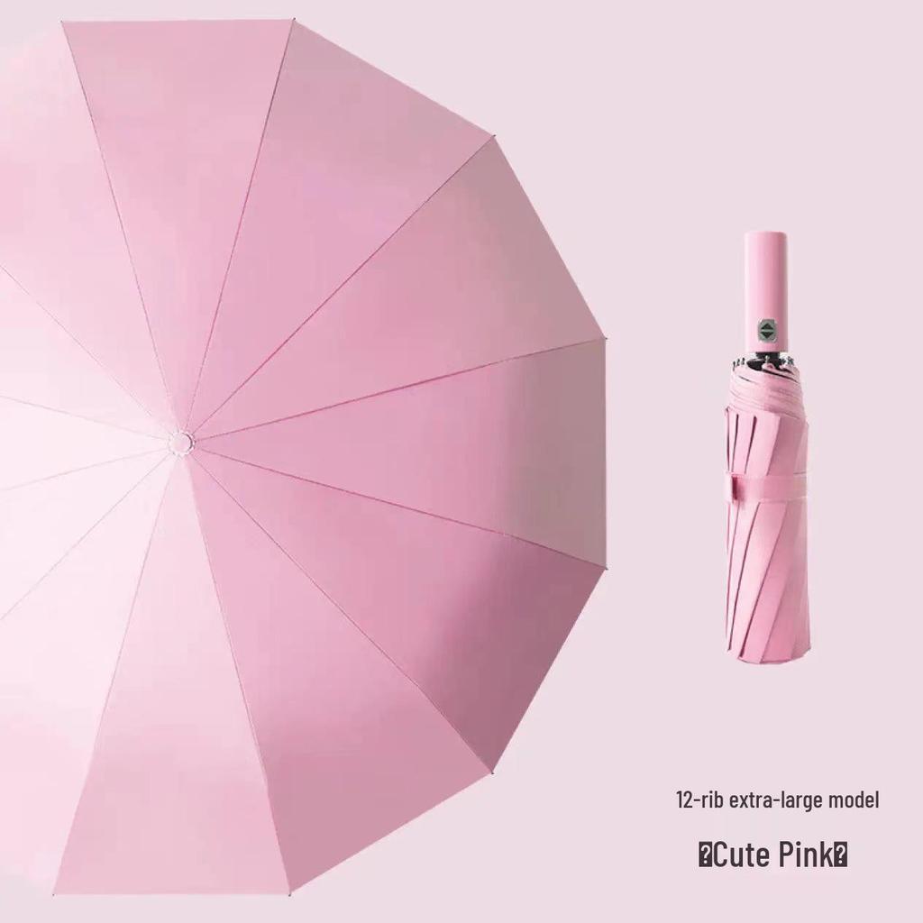 Пользовательский УФ Черный Клей Зонт от Солнца и Дождя – Женский Трехсложный Дизайн с Нанесением Логотипа.