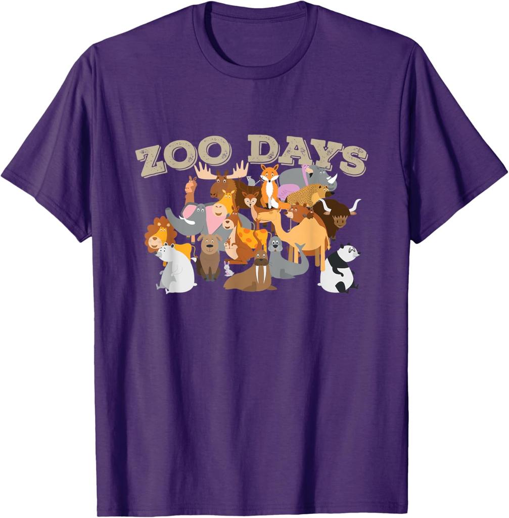 Zoo Days Животные Группа Графическая Футболка Мужская Повседневная С Круглым Вырезом Хлопковая Футболка