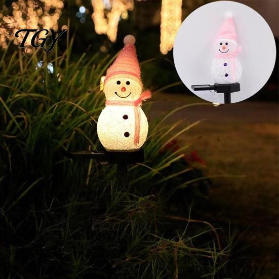 Durable Lawn Stakes for Winter 2Pcs Solar Snowman Garden Lights, Christmas Pathway Waterproof Decorative Figures LED Lamps with Yard Patio