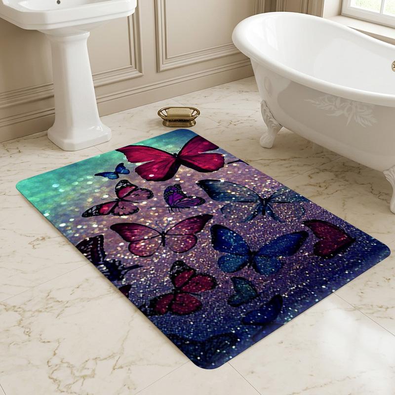 Butterfly Glitter Living Room Nonslip Area Rug Soft Carpet For Bedroom Game Playroom Sofa Office Home Decor Doormat Christmas Gift C93071