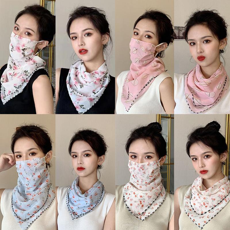 Outdoor Windproof Dustproof Breathable Scarf Mask Triangular Silk Scarf For Woman