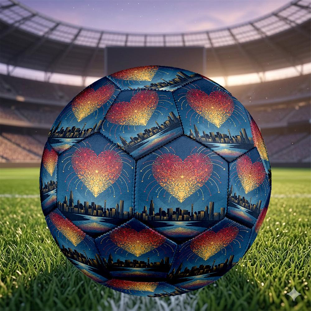 1pc Heart Fireworks Standard Size 5 Wear Resistant Football, Indoor Outdoor Soccer Ball for School Park Grass Training & Daily zq71015