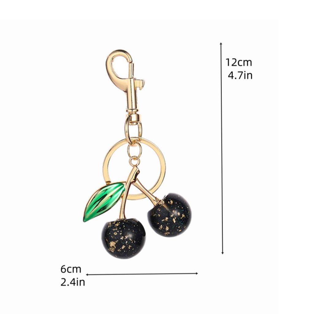 Sparkling 3D Cherry Charm Keychain Accessory Fashionable Fruit Shape Key Rings Portable Bag Decoration for Women