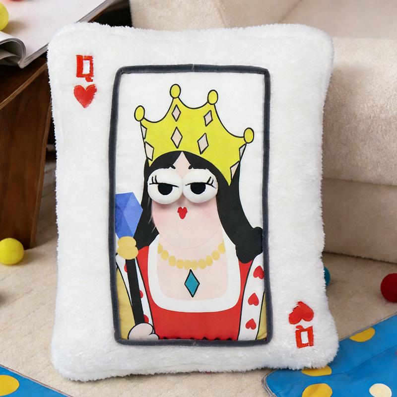 40Cm Funny Playing Card Plush Pillow Stuffed 3D Eyes King Queen Jake Big Joker Seat Cushion Back Head Support Plushie Decor